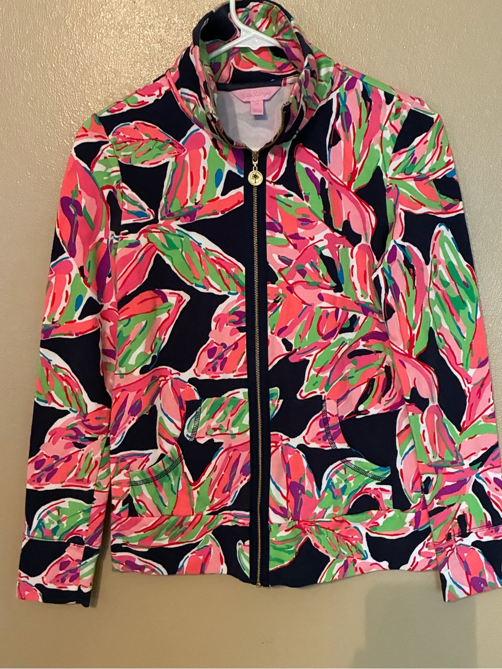 Lilly Pulitzer Leona Zip Front Jacket Navy In The Vines Size XS